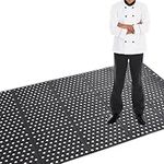 ybaymy Anti-Fatigue Rubber Floor Mat Drainage Mat 3 x 6.9 Ft Non Slip Doormat Wet Area Flooring Mat with Drainage Hole 0.4” Thick Heavy Duty Commercial Kitchen Floor Mat for Home Outdoor Shower