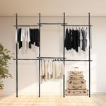 Direct Online Houseware House of Home Triple Telescopic Black Wardrobe Organiser Hanging Rail Clothes Rack Adjustable Storage Shelving