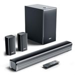 Mivi Fort H350 Soundbar [Just Launched], 5.1 Channel with 3 Built-in Speakers, 2 Satellite Speakers & External Subwoofer, Multiple EQ/Input Modes, Home Theatre 5.1,Made in India Sound Bar