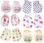 GOURAVSUMANA New Born Baby Soft Cotton Hand Mittens Set (Multicolor ; 0-3 Months) Pack of 6, (Color Design May Vary)