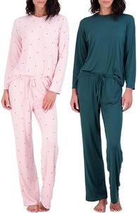 2 Pack: Women’s Pajama Set Super-Soft Short & Long Sleeve Top with Pants (Available in Plus Size), Long Sleeve Set F, 3X