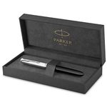 Parker 51 Fountain Pen | Black Barrel with Chrome Trim | Fine Nib with Black Ink Cartridge | Gift Box