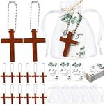 Lragvtbk 50 Set Wooden Cross Keychain Funeral Favors for Celebration of Life Decorations, Funeral Guest Family Friends Loved Ones