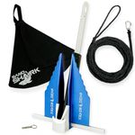 SandShark Mini Fluke Aluminum Jet Ski Anchor Kit - PWC, Kayak and Small Boat Anchor - Ideal for Sand, Beach, and Shallow Waters- Small, Lightweight, and Easy to Store. 3 lbs. W/Case and Bungee Line