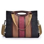 CHEREEKI Handbag for Women, Large Canvas Striped Women’s Bag for Work Business School College Travel Daily (Fit for 15.6 Laptop) (Multicolor)