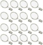 16 Pack Curtain Rings with Clips, Window Clip Rings Curtain Hooks Hangers Clip Rings for Hanging Drapery Drapes Bows, 1.5 Inch Diameter, Matte Silver