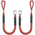 3 Feet Bungee Dock Line Boat Ropes for Docking Line Mooring Rope with Stainless Steel Clip Accessories for Boats PWC, Built in Snubber, Kayak, Watercraft,SeaDoo,Jet Ski, Pontoon 2-Pack (Red)