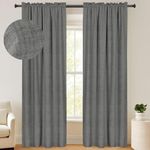 100% Blackout Shield Linen Blackout Curtains 84 Inches Long 2 Panels Set, Blackout Curtains for Bedroom/Living Room, Thermal Insulated Rod Pocket Window Curtains & Drapes, 50W X 84L, Dark Gray