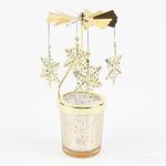 Mecela Spinning Candle Holder with Cup, Golden Rotating Candlestick Set for Romantic Wedding, Christmas Party, Home Table Decorations, Favor Gift (Snowflake)