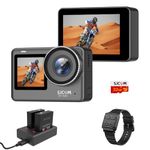 SJCAM SJ11 Action Camera 4K 154°FOV with Active HDR, 98Ft Waterproof Underwater, Stabilization Motorcycle Sport Camera, Remote Control, 5G WiFi, 8X Zoom, Touch Screen, Helmet Accessories Kit Bundle