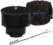 Blue Sky Outdoor Living Ridge Portable Fire Pit, Smokeless Fire Pit with Spark Screen, Lift, and Carrying Bag, Black