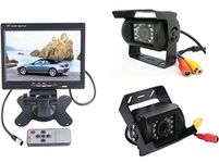 BW 7" LCD Monitor+2 x Heavy Duty Rearview Bus Car Lorry Reversing Camera and the Realview Camera with Control Line Display the Guideline On/Off（2*IR Camera with Free AV Cables