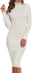 PrettyGuide Women's Turtleneck Knit Pullover Long Sleeve Stretch Bodycon Sweater Dress Ivory XL