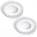 2pcs Glass Candle Plates 3 Inch Cle