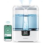 MORENTO Smart Humidifiers for Bedroom Large Room Home, 6L Cool Mist Top Fill Humidifiers with Essential Oil Diffuser, 7 Color NightLight, Smart App & Voice Control, for Nursery and Plants, White