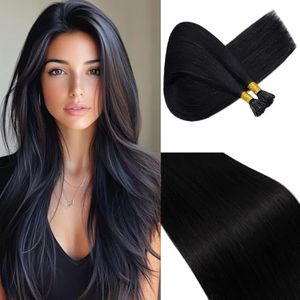 Rich Choices I Tip Hair Extensions Human Hair,100 Strands 0.5g/Strands,100% Real Remy Human Hair Extension Pre Bonded Keratin Stick In Hair Extensions Hair Piece For Women 22 Inch #1 Jet Black