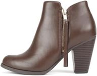 Soda Women's Ages Tassel Zip Chunky Heel Bootie, Brown Pu, 9