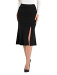 Belle Poque Midi Pencil Skirt Vintage Pleated Skirt for Women 1950s Slit Skirt Bodycon Skirt Party Black 14