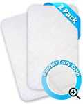 Waterproof Bassinet Mattress Protector 2 Pack (34"x20") - Ultra Soft Bamboo Surface Breathable - Bassinet Mattress Pad Cover - Compatible with Rectangle Bassinets Including Soobaby, TCbunny