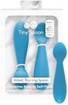 ezpz Tiny Spoon (2 Pack in Blue) - 100% Silicone Baby Spoon for Baby Led Weaning + Purees - 6 Months + - Designed by a Pediatric Feeding Specialist - Baby Essentials & Baby Gifts