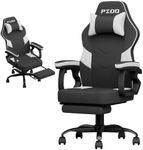 PZDO Gaming Chair, Gaming Chairs for Adults with Footrest and Lumbar Support, Computer Pc Chair Ergonomic Leather Gamer Chair, Game Chair for Office Gaming, Teens, Kids, 300LBS, Black-White