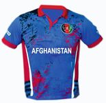 Afghanistan 50 Over World Cup Jersey 2023 (Half Sleeves) (with Your Name & Number, 38-S (for 50-58 KG)) Blue