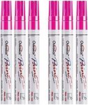 Pink Paint Markers Pens - Single color 6 Pack Permanent Oil Based Paint Pen, Medium Tip, Quick Dry and Waterproof Marker for Rock, Wood, Fabric, Plastic, Canvas, Glass, Mugs, Canvas, Glass