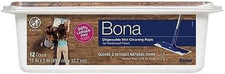 Bona Hardwood Floor Disposable Wet Cleaning Pads - 12 cleaning pads per pack - unscented - Use with Bona Mops - Residue-Free Floor Cleaning Solution for Wood Floors