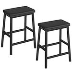 HOOBRO Bar Stools, Set of 2 Bar Chairs, PU Leather Upholstered Breakfast Stools, Easy Assembly, Suitable for Kitchen, Bar, Dining Room, Black BB01MD01