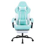 SUKIDA Light Blue Gaming Chair Massage - Gamer Chair Adult Gamers Choice Size Cool Big People, PC Video Game Ergonomic Gamingchair with Footrest, Racing Office Computer Reclining Comfortable Recliner