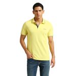 Pepe Jeans Men's Solid Regular Fit T-Shirt (PM542095_Yellow_Pop