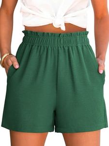ANRABESS Shorts for Women Summer Casual Elastic High Waisted Dressy Lounge Shorts Comfy Bottoms 2026 Beach Vacation Clothes Forest Green Medium