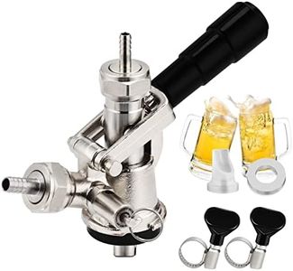 Dbgogo European Sankey S System Keg Coupler, 1/4'' Beer Barb Stainless Steel Probe Brass Body 5/16'' Gas Tailpiece Draft Kegerator Tap Dispenser with Safety Pressure Relief Valve Brewing Hose Clamp