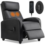 SMUG Massage PU Leather Home Theater Seating with Lumbar Support Winback Single Sofa Armchair Reclining Chair Easy Lounge, Metal, Black