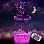 FULLOSUN Ballet Dancing Gifts, 3D Ballerina Illusion Lamp Kids Night Light with Remote Control 16 Colors Changing Gifts for Mom, Birthday Gift, Wedding Gifts, Grandmother Gifts, Valentines Gift,