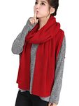 Wander Agio Women's Warm Scarves Long Shawl Winter Warm Large Scarf Pure Color, Wine Red, Medium