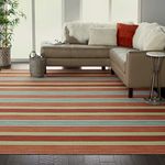 WAVERLY SND71 Sun N Shade Indoor-Outdoor Striped Orange Oversized 7'9"X10'10" Area Rug