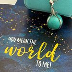 Smiling Wisdom - You Mean the World to Me Greeting Card, Artsy Swirl Earth Sweater Necklace Gift - Woman Her Teen Grandmother Sister Friend - Valentines Day, Anniversary, Birthday - Turquoise, Silver