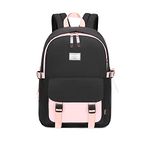 Acmebon Teen Girl Backpack for School Women Casual Backpack Purse Black with Pink