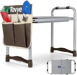 Tovve Upgraded Garden Kneeler and Seat with Thicken & Widen Soft Kneeling Pad, Heavy-Duty Foldable Garden Stool with Large Garden Tool Bag, Portable Garden Bench Gardening Gifts for Women, Seniors
