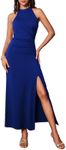 GRACE KARIN Women's Ball Dresses Long Halterneck Evening Dresses with Slit Sexy Party Cocktail Dress Bodycon Maxi Dress, Royal, S