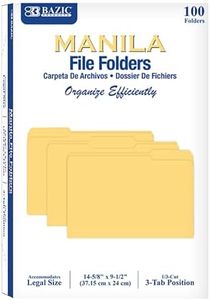 BAZIC Products Manila Folders 14-5/8" x 9-1/2", Manila File Folders 1/3 Cut Letter Size with Left, Right, Center Tabs – Letter Size for Organizing and Filing Documents, Office Folders, 500-count
