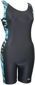 Adoretex Women's Water Aerobics Unitard Boyleg Swimsuit (FU006) - Black/Blue - L