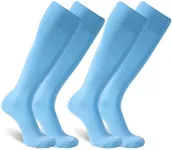Dsource Youth Soccer Socks, Multi-Sport Athletic Socks for Softball Football Baseball,Sky Blue 2 Pairs M