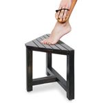 ENKEZI Shower Foot Rest 12 in - Shower Seat for Inside Shower - Shower Bench, Shower Stool for Shaving Legs, Corner Stool Suitable for Small Shower Spaces (Rustic Black)