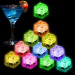 Light Up Ice Cubes, 24 Pack Multi Color Led Ice Cubes for Drinks Glow in The Dark Ice Cubes, Reusable Glowing Flashing Ice Cube for Club Bar Party Wedding Decor, IP67 Waterproof