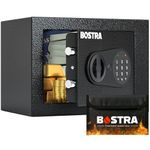 Bostra Fireproof Safe Box with Sensor Light & Fireproof Bag, Money Safe Box with Digital Keypad,Security Safe Box for Home, 0.23 Cubic Small Safe with Keys & Pass Code for Cash Jewelry Black