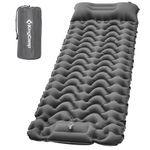 KingCamp Camping Mat, Ultralight Inflatable Camping Mat with Built-in Foot Pump, Durable Compact Inflatable Sleeping Mat with Pillow, Inflatable Camping Mattress for Backpacking Hiking Camping, Gray