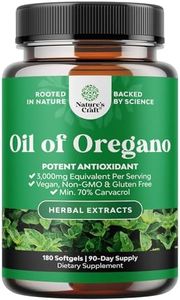 Vegan Wild Oregano Oil Softgels - Super Concentrated Oil of Oregano Softgels with 3000mg Herbal Equivalent and Min 70% Carvacrol for Gut Heart Detox and Immune Support - Vegan & Non-GMO (180CT)