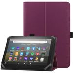 HoYiXi Universal Case for 7-8 inch Tablet Fire HD 8 2020/2022 & Fire HD 8 Plus 2020/2022 with Stand Folio and Hand Strap Protective Cover for 7"-8" Samsung Lenovo Android Tablet - Purple